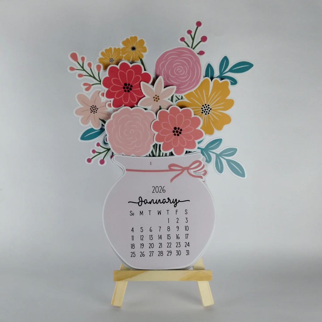Flower Desk Calendar 2026 – Cute Floral Table Calendar for Office & Home Décor