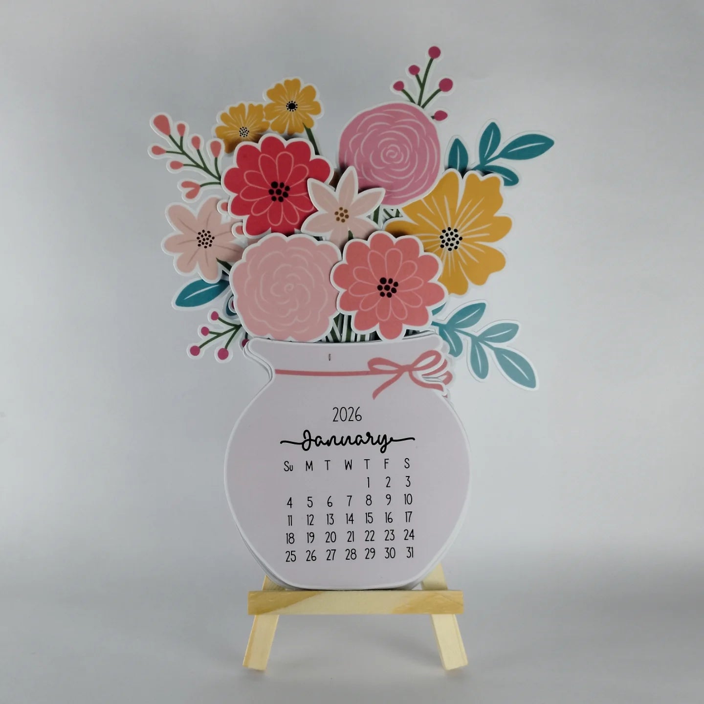 Flower Desk Calendar 2026 – Cute Floral Table Calendar for Office & Home Décor