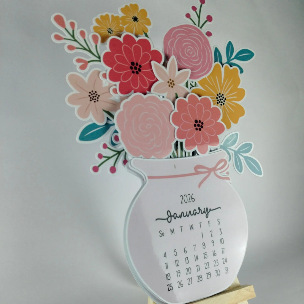 Flower Desk Calendar 2026 – Cute Floral Table Calendar for Office & Home Décor