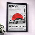 Mazda RX-7 Wall Poster Frame – A4 Size (21 × 29.7 cm) | JDM Classic Car Art Print | Premium Framed Automotive Wall Decor