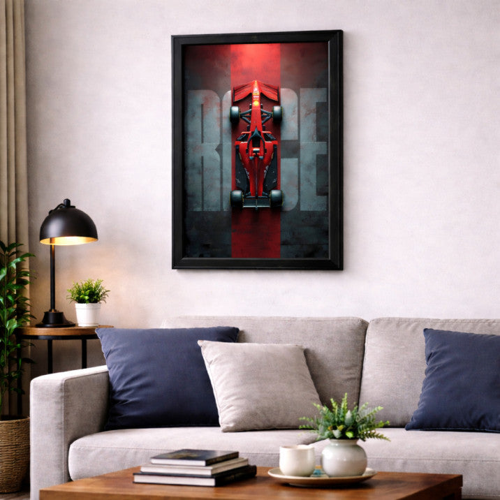 F1 Race Car Wall Poster Frame – A4 Size (21 × 29.7 cm) | Formula 1 Racing Art Print for Living Room, Bedroom & Office