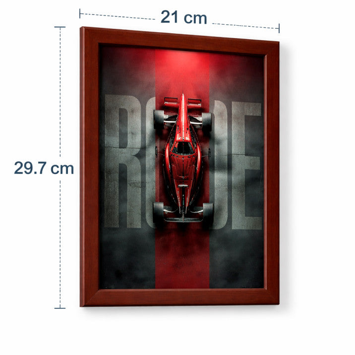 F1 Race Car Wall Poster Frame – A4 Size (21 × 29.7 cm) | Formula 1 Racing Art Print for Living Room, Bedroom & Office