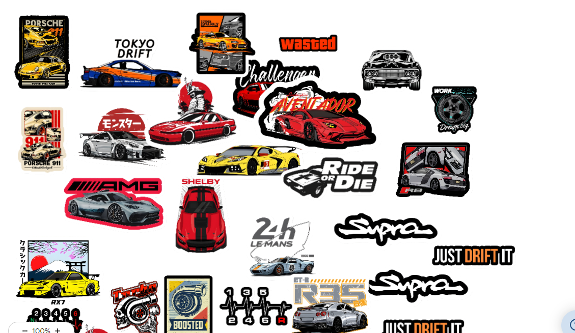 Car Sticker Pack – Waterproof Racing & Modified Car Stickers for Car, Helmet & Laptop