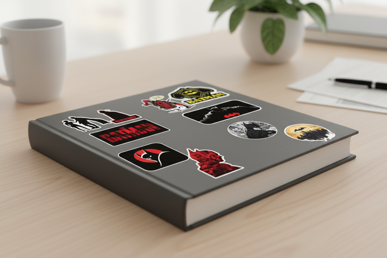 Batman sticker pack on book mockup