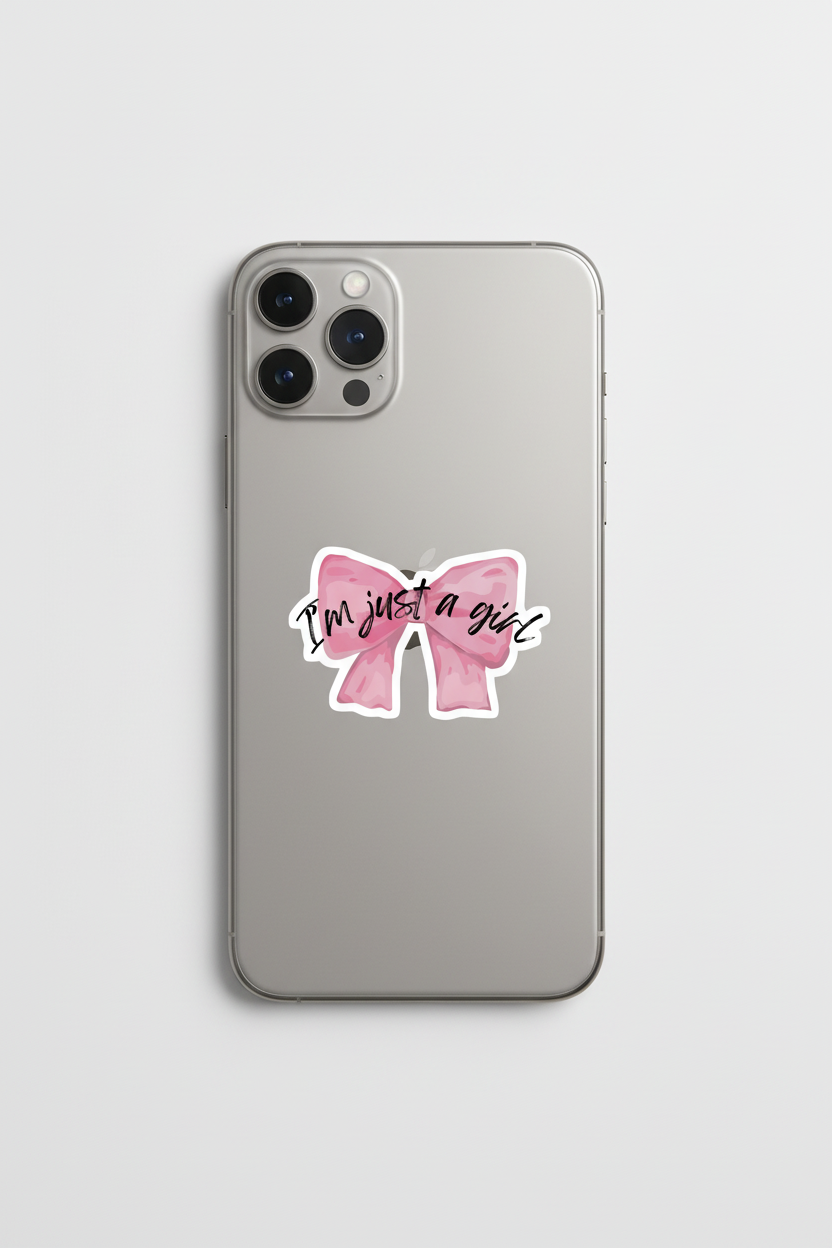 I'm Just a Girl Sticker iPhone Mockup