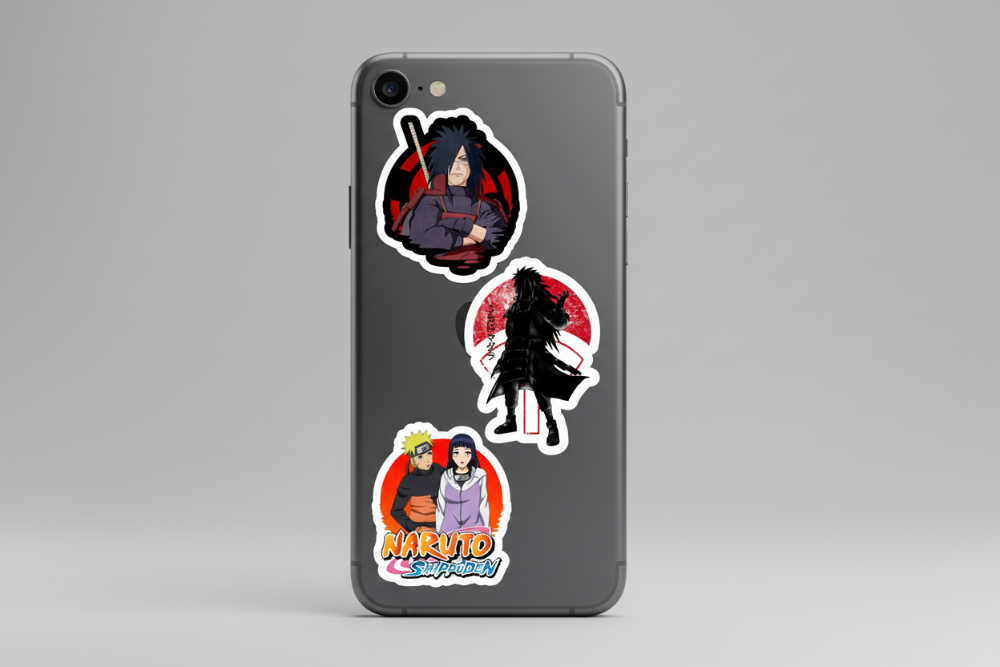 Premium smartphone mockup with vinyl stickers