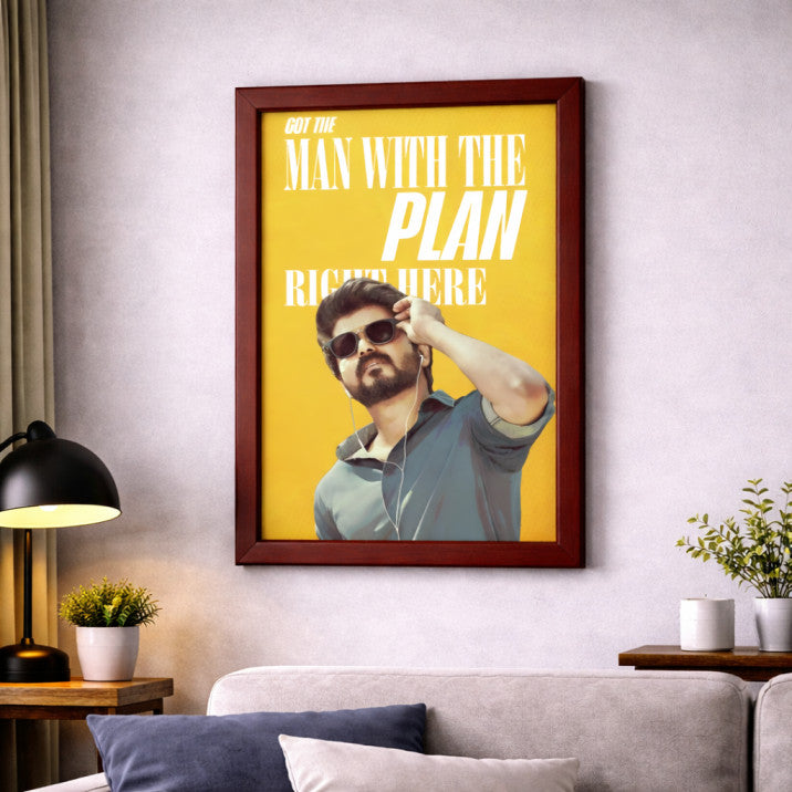Vijay Thalapathy Cool A4 Poster Frame – Stylish Tamil Actor Wall Art for Living Room, Hall & Fan Collection