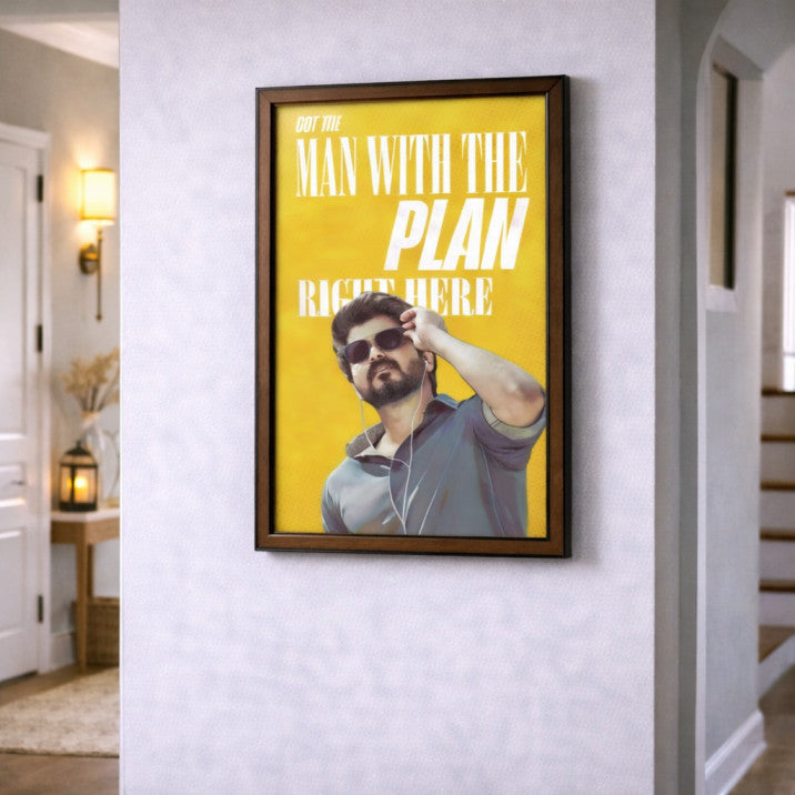 Vijay Thalapathy Cool A4 Poster Frame – Stylish Tamil Actor Wall Art for Living Room, Hall & Fan Collection