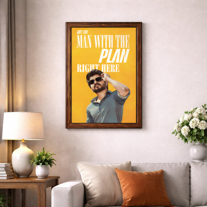 Vijay Thalapathy Cool A4 Poster Frame – Stylish Tamil Actor Wall Art for Living Room, Hall & Fan Collection
