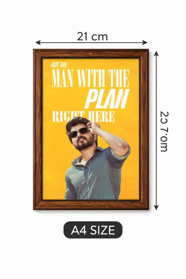 Vijay Thalapathy Cool A4 Poster Frame – Stylish Tamil Actor Wall Art for Living Room, Hall & Fan Collection